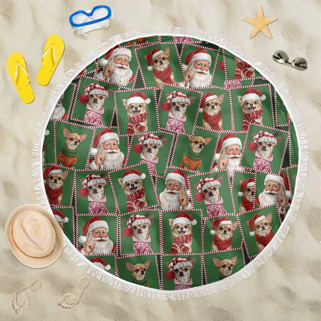 Chihuahua Santa Clau Christmas Beach Blanket Xmas Holiday Patterns - Wonder Print Shop