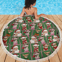 Chihuahua Santa Clau Christmas Beach Blanket Xmas Holiday Patterns - Wonder Print Shop