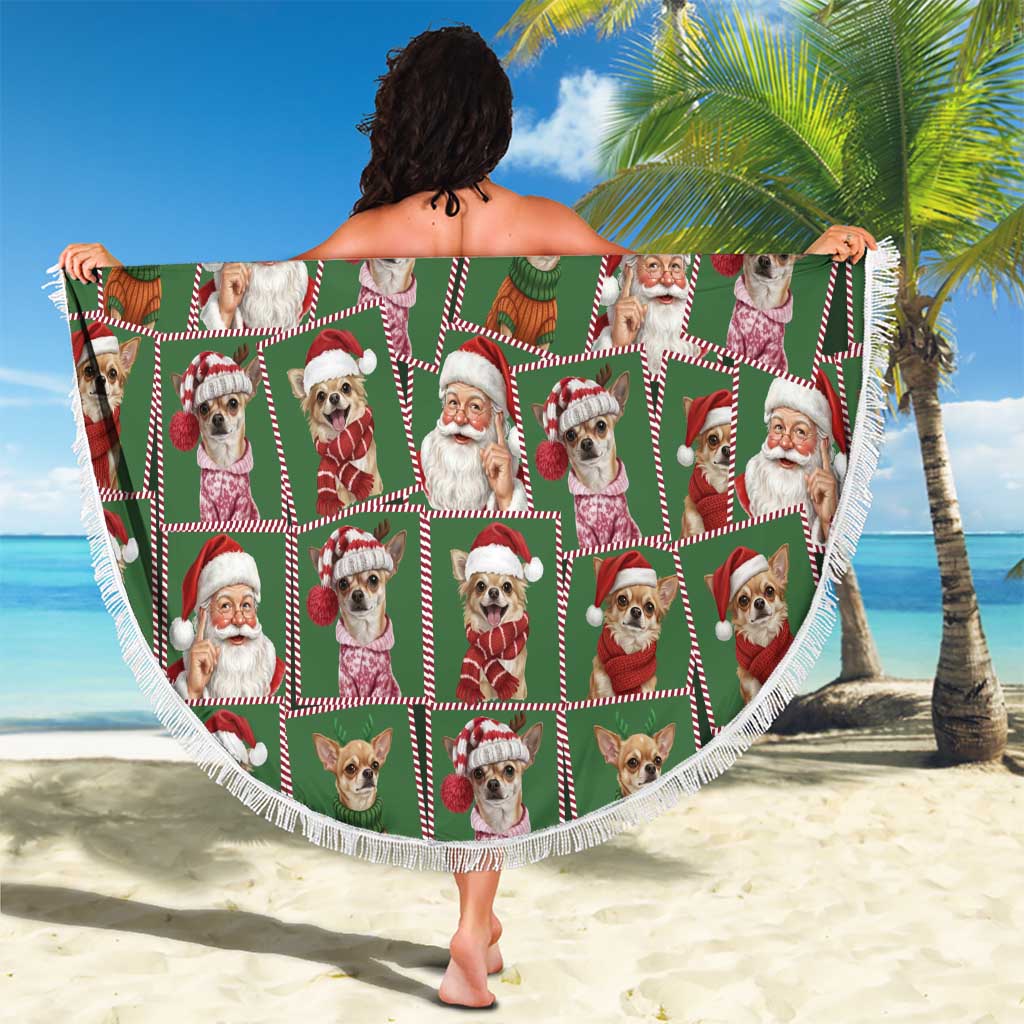 Chihuahua Santa Clau Christmas Beach Blanket Xmas Holiday Patterns - Wonder Print Shop