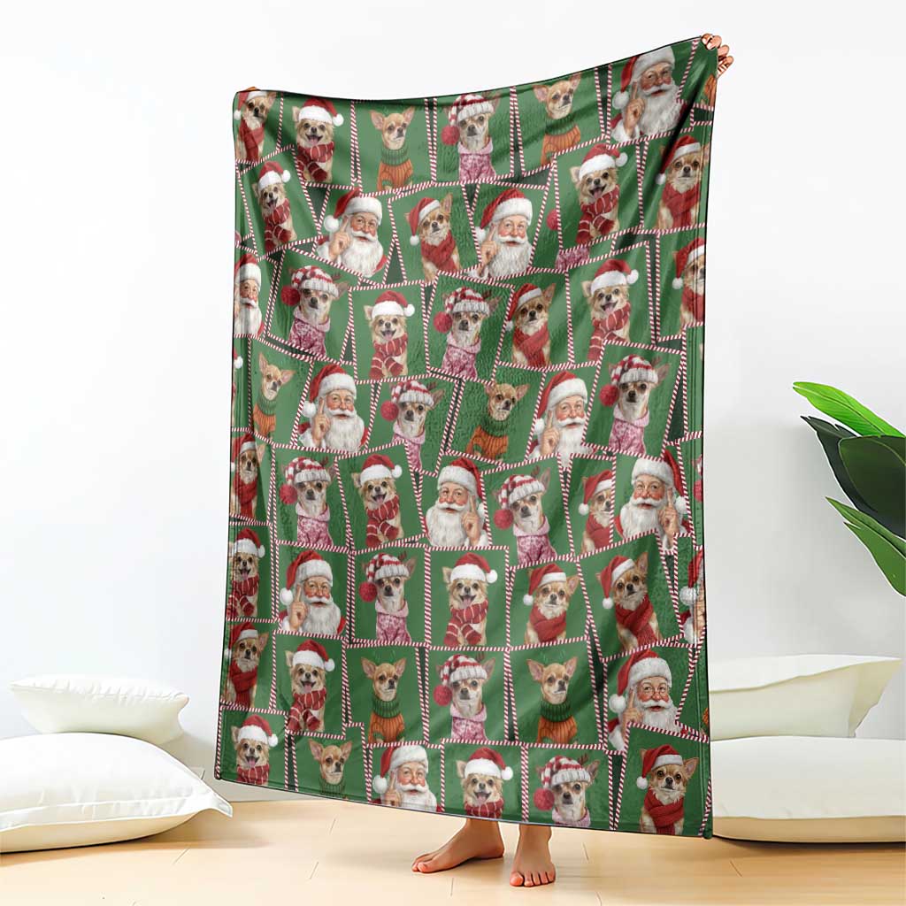Chihuahua Santa Clau Christmas Blanket Xmas Holiday Patterns - Wonder Print Shop
