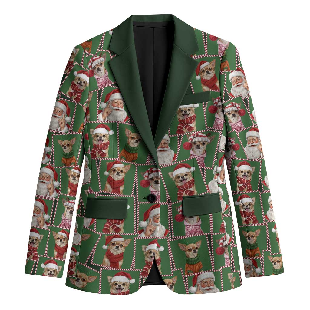 Chihuahua Santa Clau Christmas Blazer Xmas Holiday Patterns - Wonder Print Shop