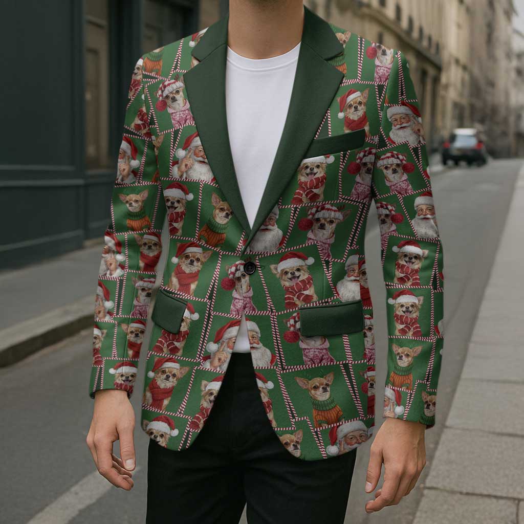 Chihuahua Santa Clau Christmas Blazer Xmas Holiday Patterns - Wonder Print Shop