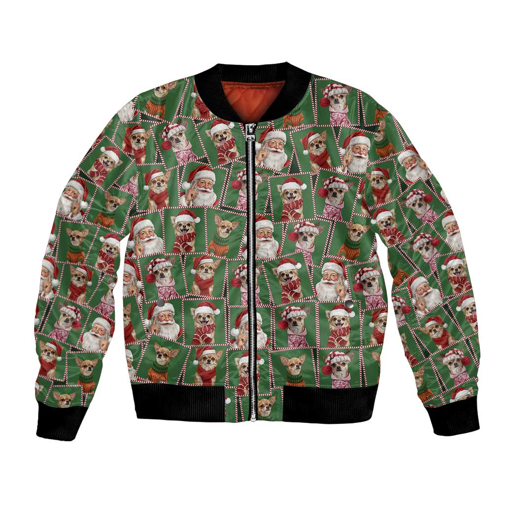 Chihuahua Santa Clau Christmas Bomber Jacket Xmas Holiday Patterns - Wonder Print Shop
