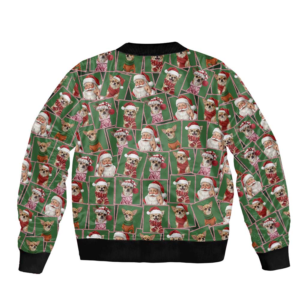 Chihuahua Santa Clau Christmas Bomber Jacket Xmas Holiday Patterns - Wonder Print Shop