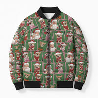 Chihuahua Santa Clau Christmas Bomber Puffer Jacket Xmas Holiday Patterns - Wonder Print Shop