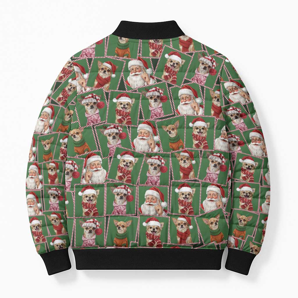 Chihuahua Santa Clau Christmas Bomber Puffer Jacket Xmas Holiday Patterns - Wonder Print Shop