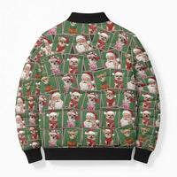 Chihuahua Santa Clau Christmas Bomber Puffer Jacket Xmas Holiday Patterns - Wonder Print Shop