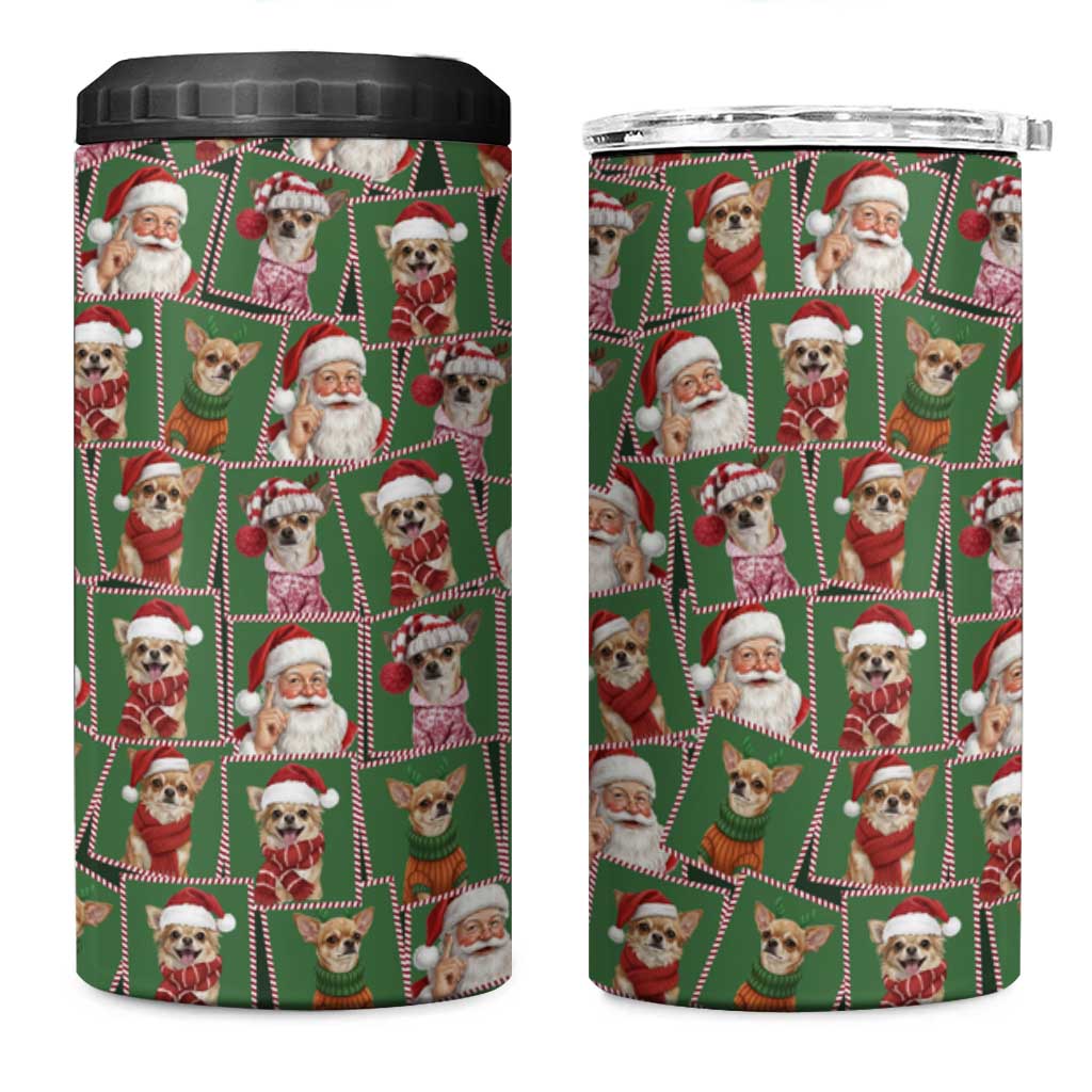 Chihuahua Santa Clau Christmas 4 in 1 Can Cooler Tumbler Xmas Holiday Patterns - Wonder Print Shop