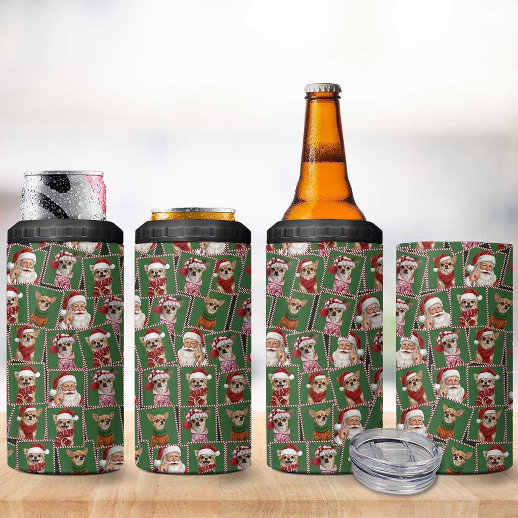 Chihuahua Santa Clau Christmas 4 in 1 Can Cooler Tumbler Xmas Holiday Patterns - Wonder Print Shop