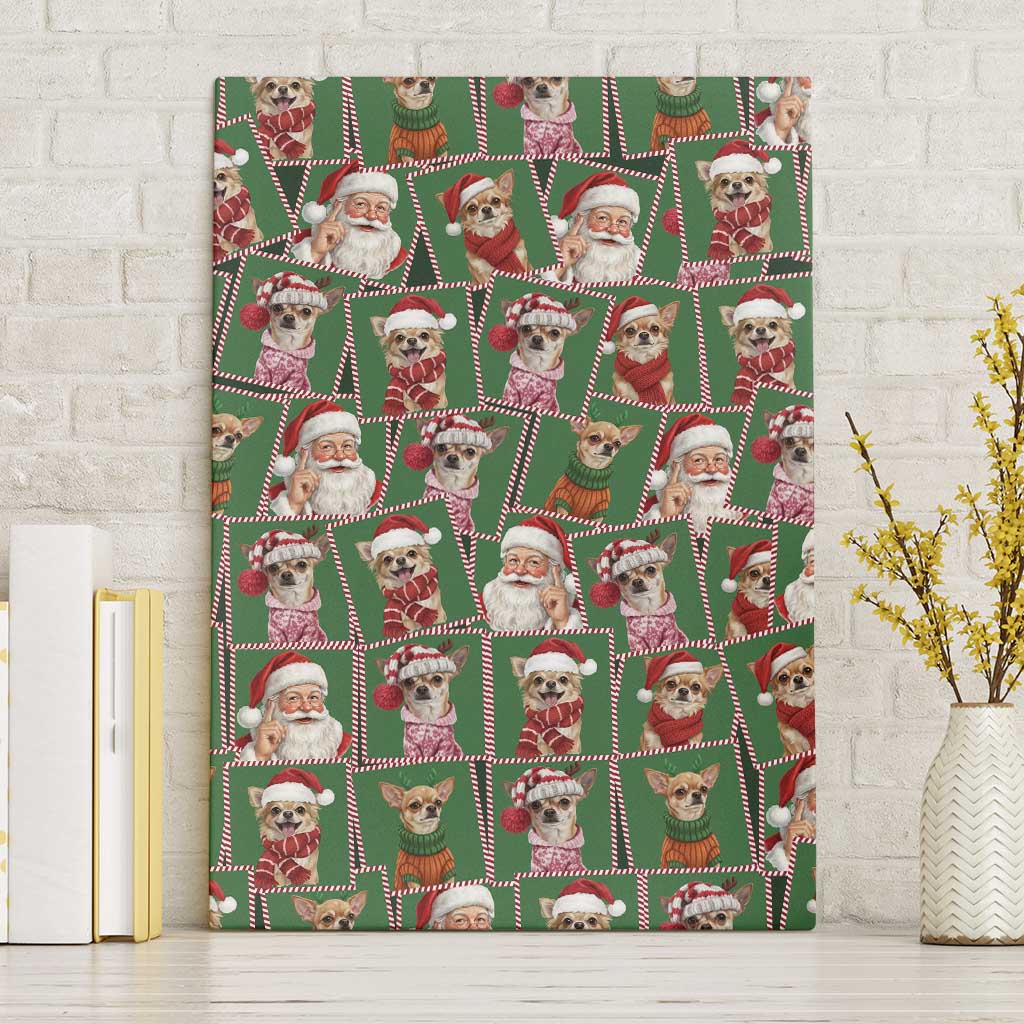 Chihuahua Santa Clau Christmas Canvas Wall Art Xmas Holiday Patterns - Wonder Print Shop