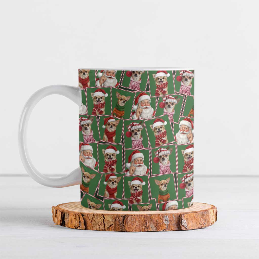 Chihuahua Santa Clau Christmas Ceramic Mug Xmas Holiday Patterns - Wonder Print Shop