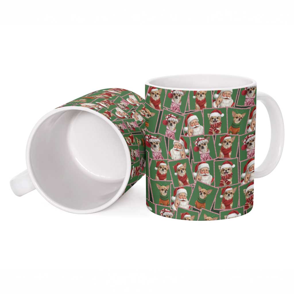 Chihuahua Santa Clau Christmas Ceramic Mug Xmas Holiday Patterns - Wonder Print Shop