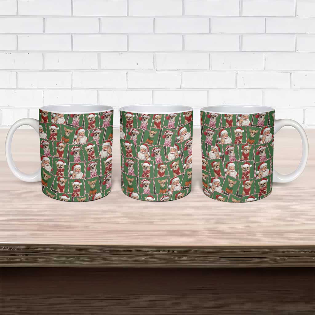 Chihuahua Santa Clau Christmas Ceramic Mug Xmas Holiday Patterns - Wonder Print Shop