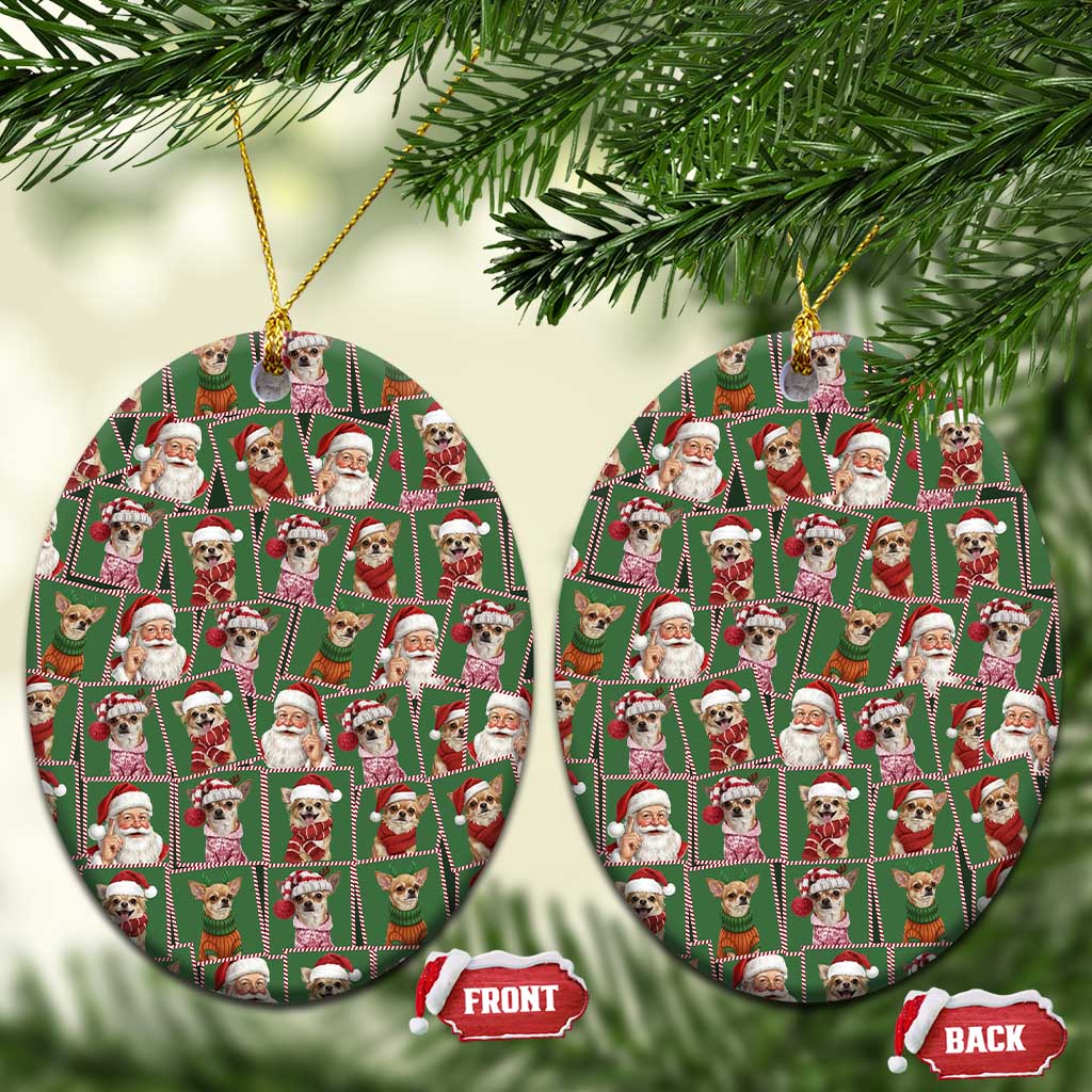 Chihuahua Santa Clau Christmas Ceramic Ornament Xmas Holiday Patterns - Wonder Print Shop