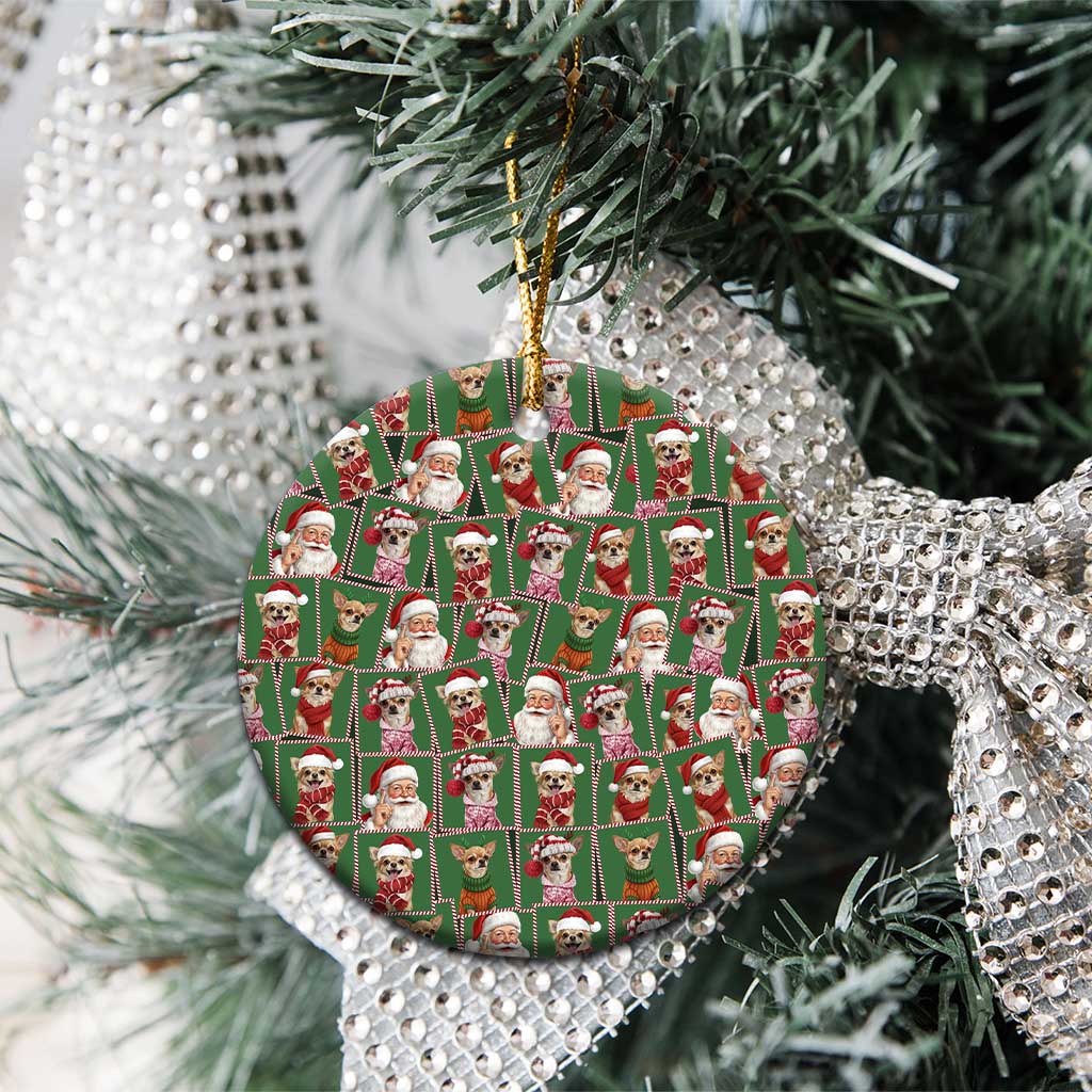 Chihuahua Santa Clau Christmas Ceramic Ornament Xmas Holiday Patterns - Wonder Print Shop