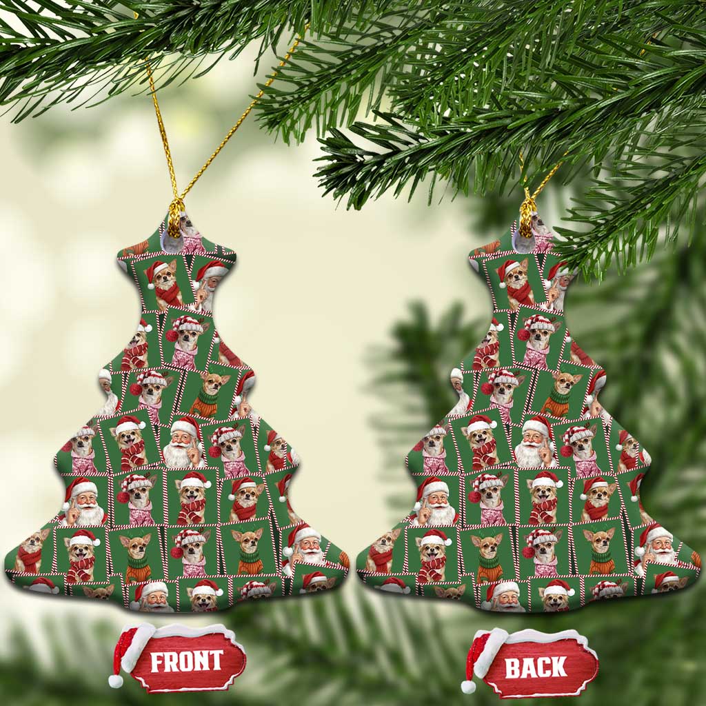 Chihuahua Santa Clau Christmas Ceramic Ornament Xmas Holiday Patterns - Wonder Print Shop