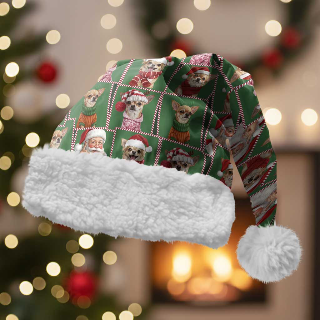 Chihuahua Santa Clau Christmas Santa Hat Xmas Holiday Patterns - Wonder Print Shop