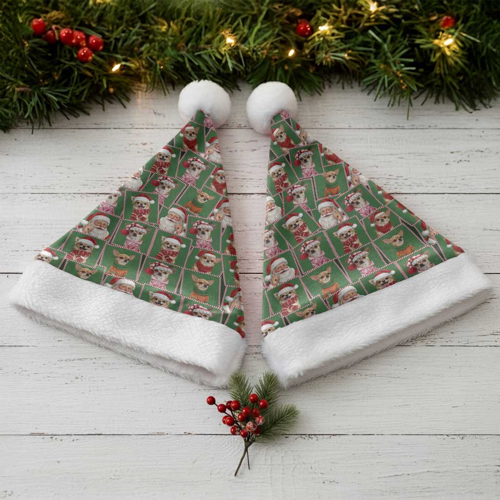 Chihuahua Santa Clau Christmas Santa Hat Xmas Holiday Patterns - Wonder Print Shop