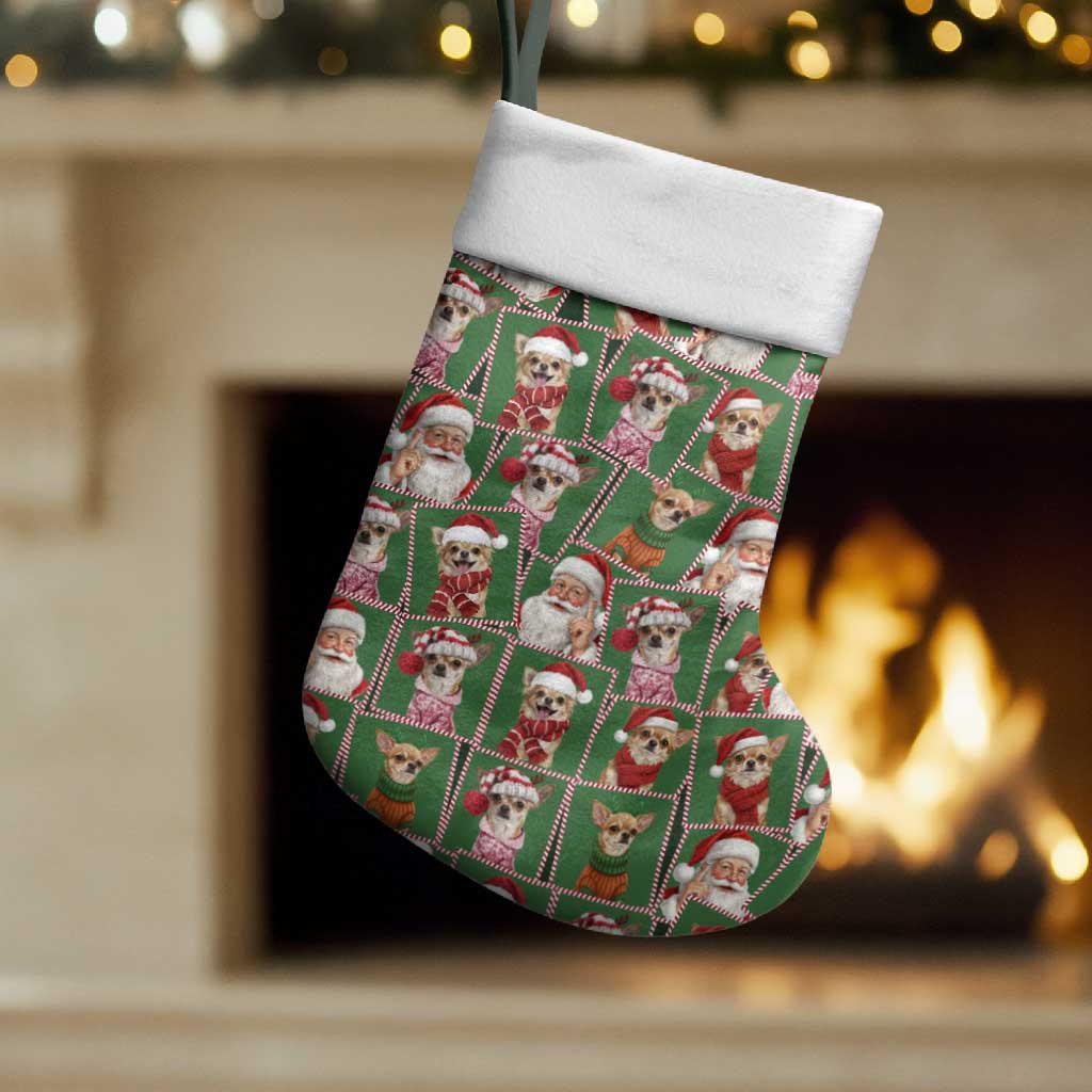 Chihuahua Santa Clau Christmas Stocking Xmas Holiday Patterns - Wonder Print Shop