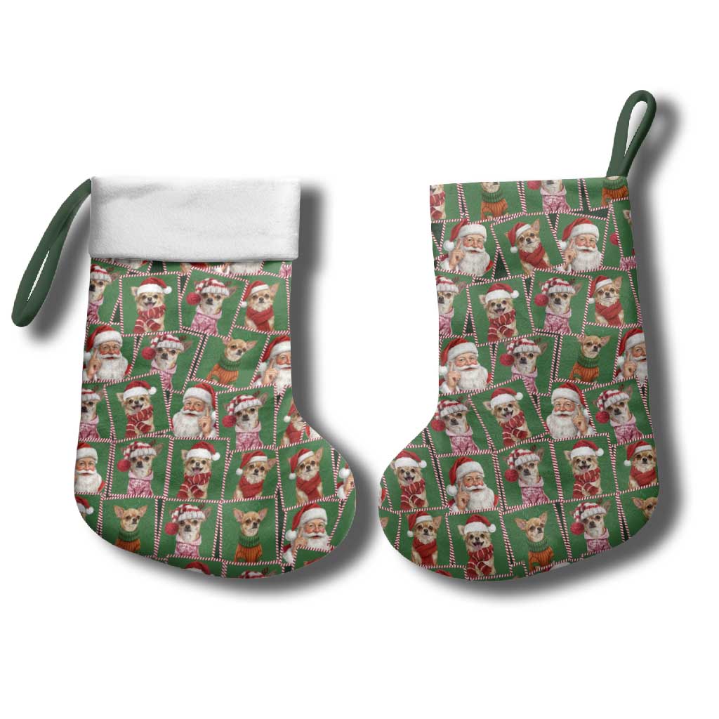 Chihuahua Santa Clau Christmas Stocking Xmas Holiday Patterns - Wonder Print Shop