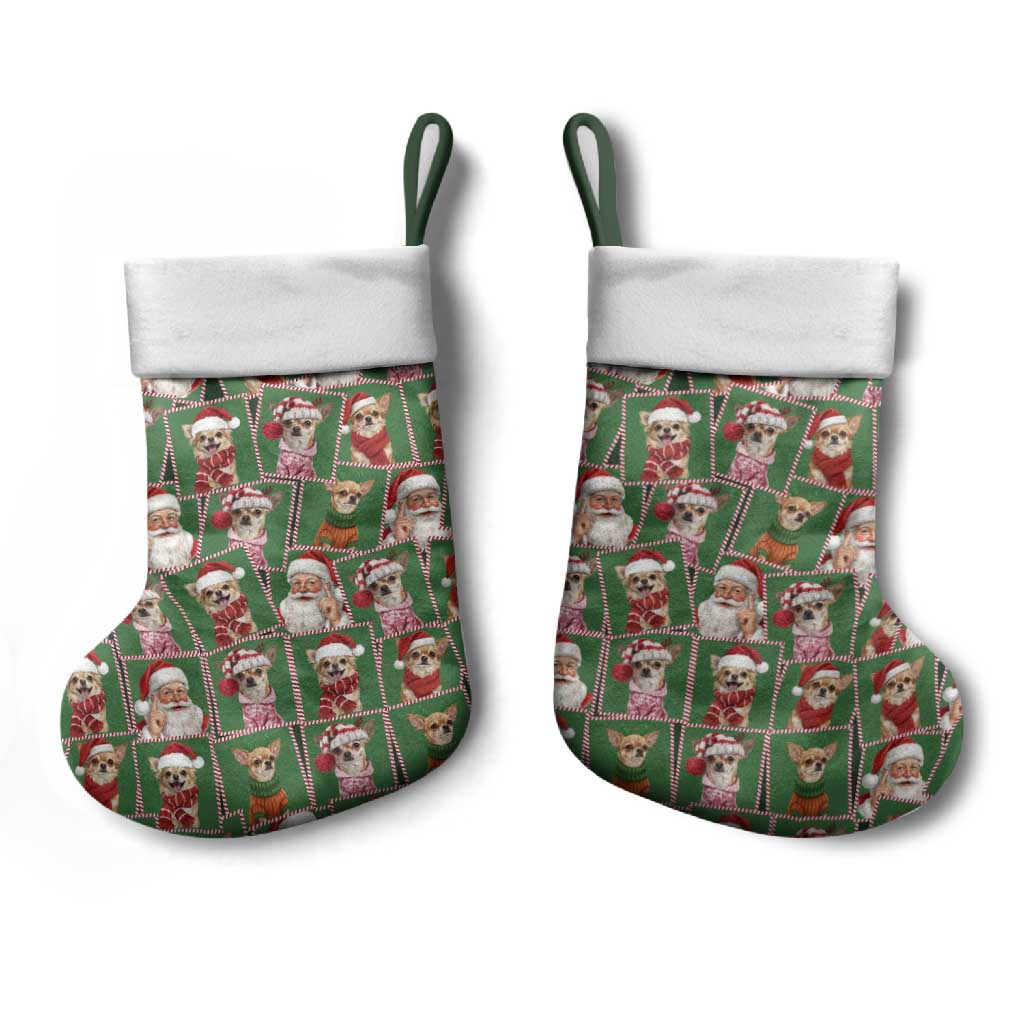 Chihuahua Santa Clau Christmas Stocking Xmas Holiday Patterns - Wonder Print Shop