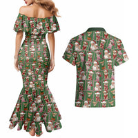 Chihuahua Santa Clau Christmas Couples Matching Mermaid Dress and Hawaiian Shirt Xmas Holiday Patterns - Wonder Print Shop
