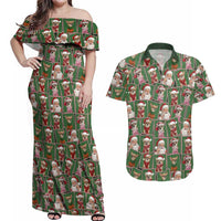 Chihuahua Santa Clau Christmas Couples Matching Off Shoulder Maxi Dress and Hawaiian Shirt Xmas Holiday Patterns - Wonder Print Shop