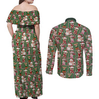 Chihuahua Santa Clau Christmas Couples Matching Off Shoulder Maxi Dress and Long Sleeve Button Shirt Xmas Holiday Patterns - Wonder Print Shop