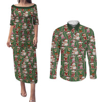 Chihuahua Santa Clau Christmas Couples Matching Puletasi and Long Sleeve Button Shirt Xmas Holiday Patterns - Wonder Print Shop