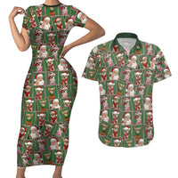 Chihuahua Santa Clau Christmas Couples Matching Short Sleeve Bodycon Dress and Hawaiian Shirt Xmas Holiday Patterns - Wonder Print Shop