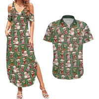 Chihuahua Santa Clau Christmas Couples Matching Summer Maxi Dress and Hawaiian Shirt Xmas Holiday Patterns - Wonder Print Shop