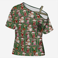 Chihuahua Santa Clau Christmas Cross Shoulder Shirt Xmas Holiday Patterns - Wonder Print Shop