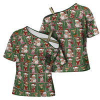 Chihuahua Santa Clau Christmas Cross Shoulder Shirt Xmas Holiday Patterns - Wonder Print Shop
