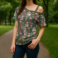 Chihuahua Santa Clau Christmas Cross Shoulder Shirt Xmas Holiday Patterns - Wonder Print Shop