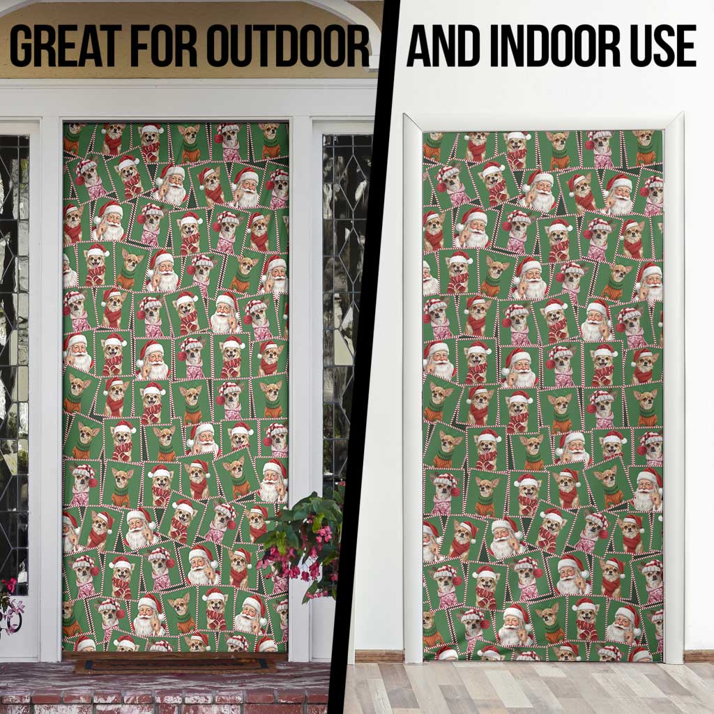 Chihuahua Santa Clau Christmas Door Cover Xmas Holiday Patterns - Wonder Print Shop