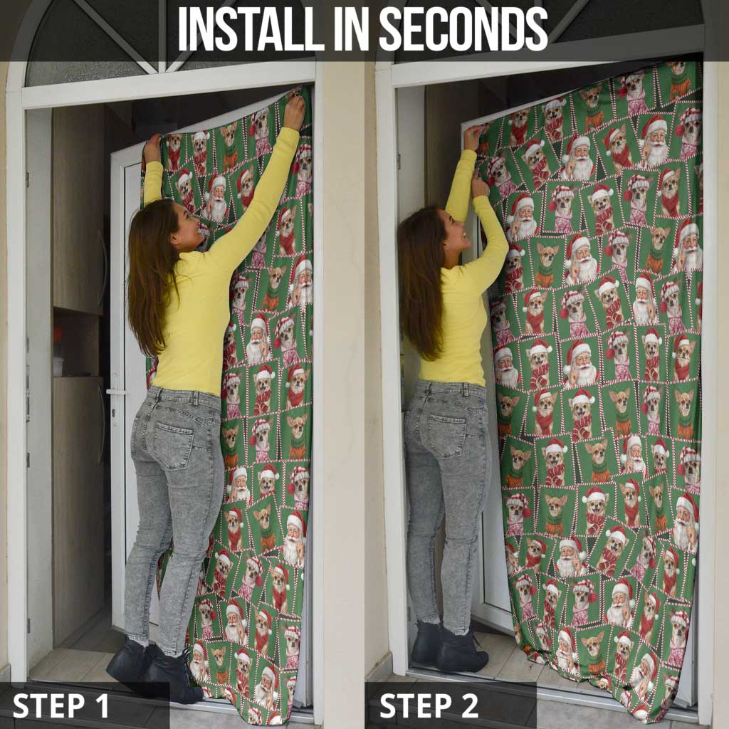 Chihuahua Santa Clau Christmas Door Cover Xmas Holiday Patterns - Wonder Print Shop