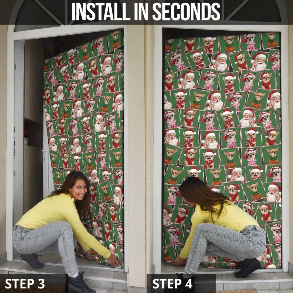 Chihuahua Santa Clau Christmas Door Cover Xmas Holiday Patterns - Wonder Print Shop