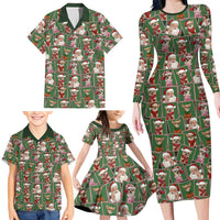 Chihuahua Santa Clau Christmas Family Matching Long Sleeve Bodycon Dress and Hawaiian Shirt Xmas Holiday Patterns - Wonder Print Shop