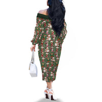 Chihuahua Santa Clau Christmas Family Matching Off The Shoulder Long Sleeve Dress and Hawaiian Shirt Xmas Holiday Patterns - Wonder Print Shop