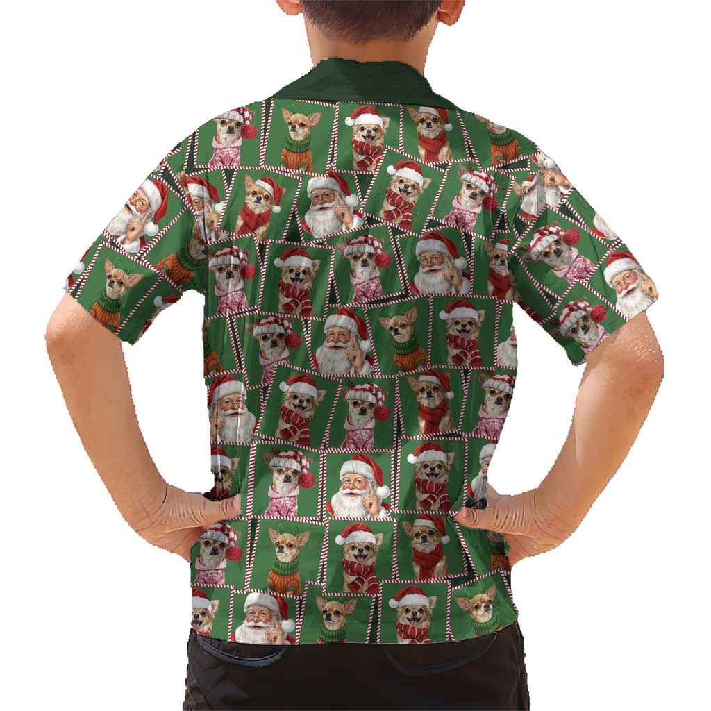 Chihuahua Santa Clau Christmas Family Matching Off Shoulder Maxi Dress and Hawaiian Shirt Xmas Holiday Patterns - Wonder Print Shop