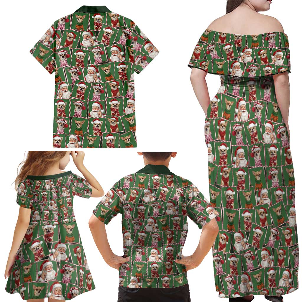 Chihuahua Santa Clau Christmas Family Matching Off Shoulder Maxi Dress and Hawaiian Shirt Xmas Holiday Patterns - Wonder Print Shop