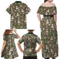 Chihuahua Santa Clau Christmas Family Matching Off Shoulder Maxi Dress and Hawaiian Shirt Xmas Holiday Patterns - Wonder Print Shop