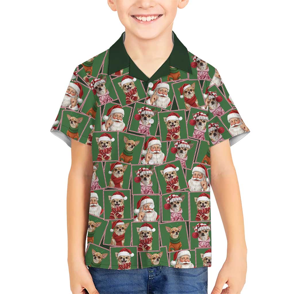 Chihuahua Santa Clau Christmas Family Matching Off Shoulder Maxi Dress and Hawaiian Shirt Xmas Holiday Patterns - Wonder Print Shop