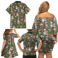 Chihuahua Santa Clau Christmas Family Matching Off Shoulder Short Dress and Hawaiian Shirt Xmas Holiday Patterns - Wonder Print Shop