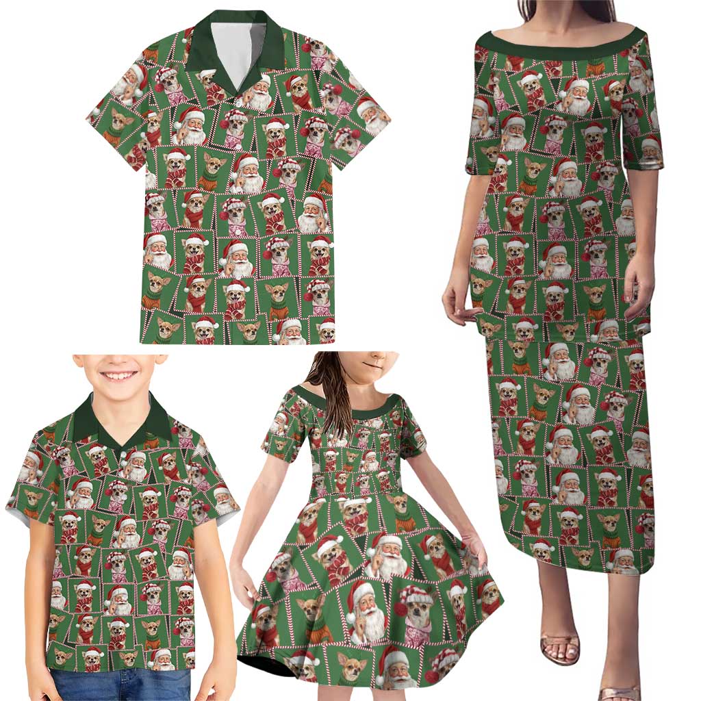 Chihuahua Santa Clau Christmas Family Matching Puletasi and Hawaiian Shirt Xmas Holiday Patterns - Wonder Print Shop