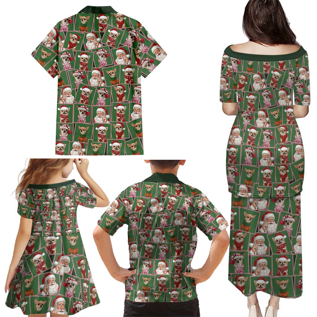 Chihuahua Santa Clau Christmas Family Matching Puletasi and Hawaiian Shirt Xmas Holiday Patterns - Wonder Print Shop