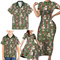 Chihuahua Santa Clau Christmas Family Matching Short Sleeve Bodycon Dress and Hawaiian Shirt Xmas Holiday Patterns - Wonder Print Shop
