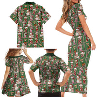 Chihuahua Santa Clau Christmas Family Matching Short Sleeve Bodycon Dress and Hawaiian Shirt Xmas Holiday Patterns - Wonder Print Shop