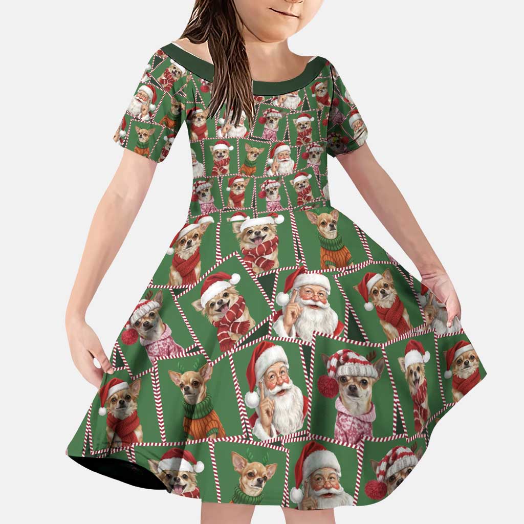 Chihuahua Santa Clau Christmas Family Matching Summer Maxi Dress and Hawaiian Shirt Xmas Holiday Patterns - Wonder Print Shop