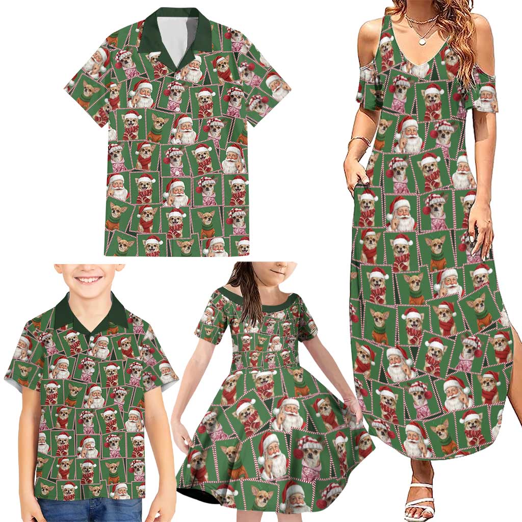 Chihuahua Santa Clau Christmas Family Matching Summer Maxi Dress and Hawaiian Shirt Xmas Holiday Patterns - Wonder Print Shop